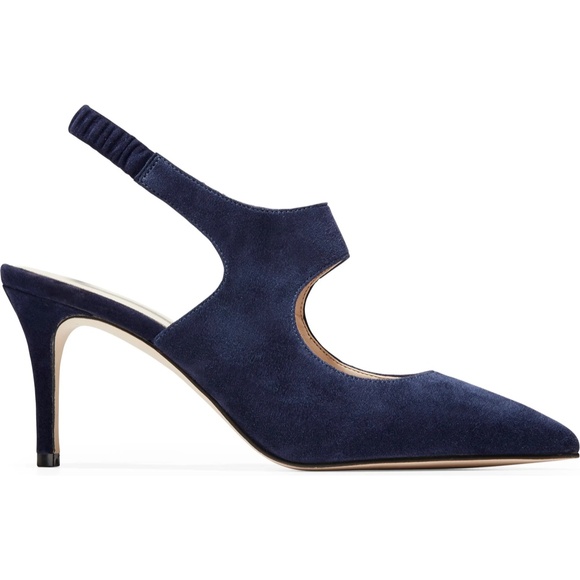 Cole Haan Liesel Navy Blue Suede Mules Heels Pumps - Picture 3 of 11
